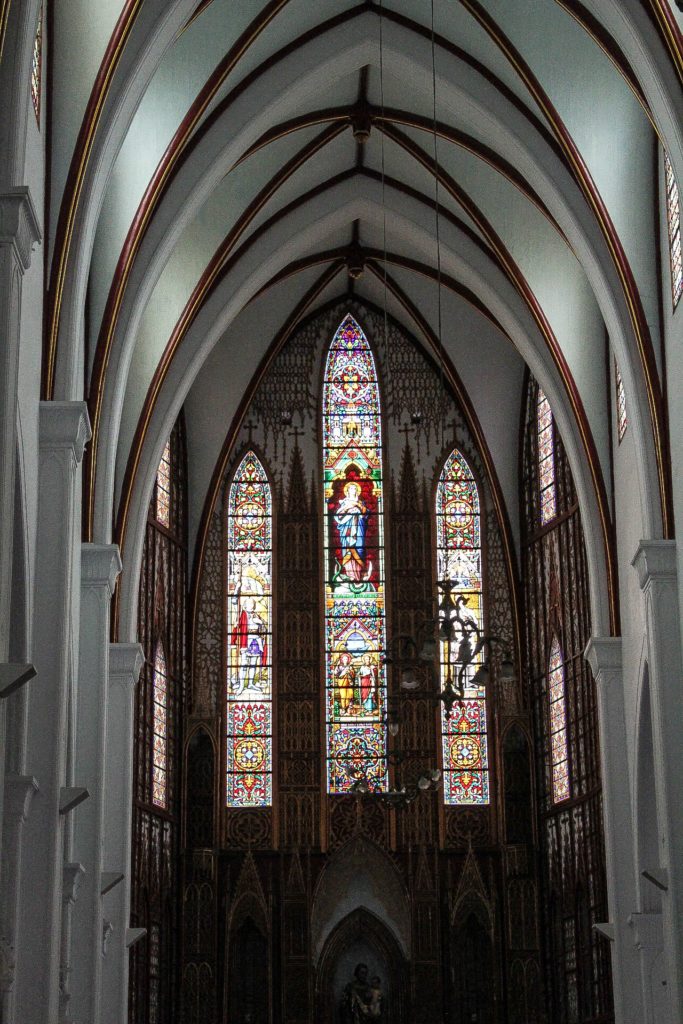 Closer View of Stained Glass Windows Behind Alter at St. Joseph's