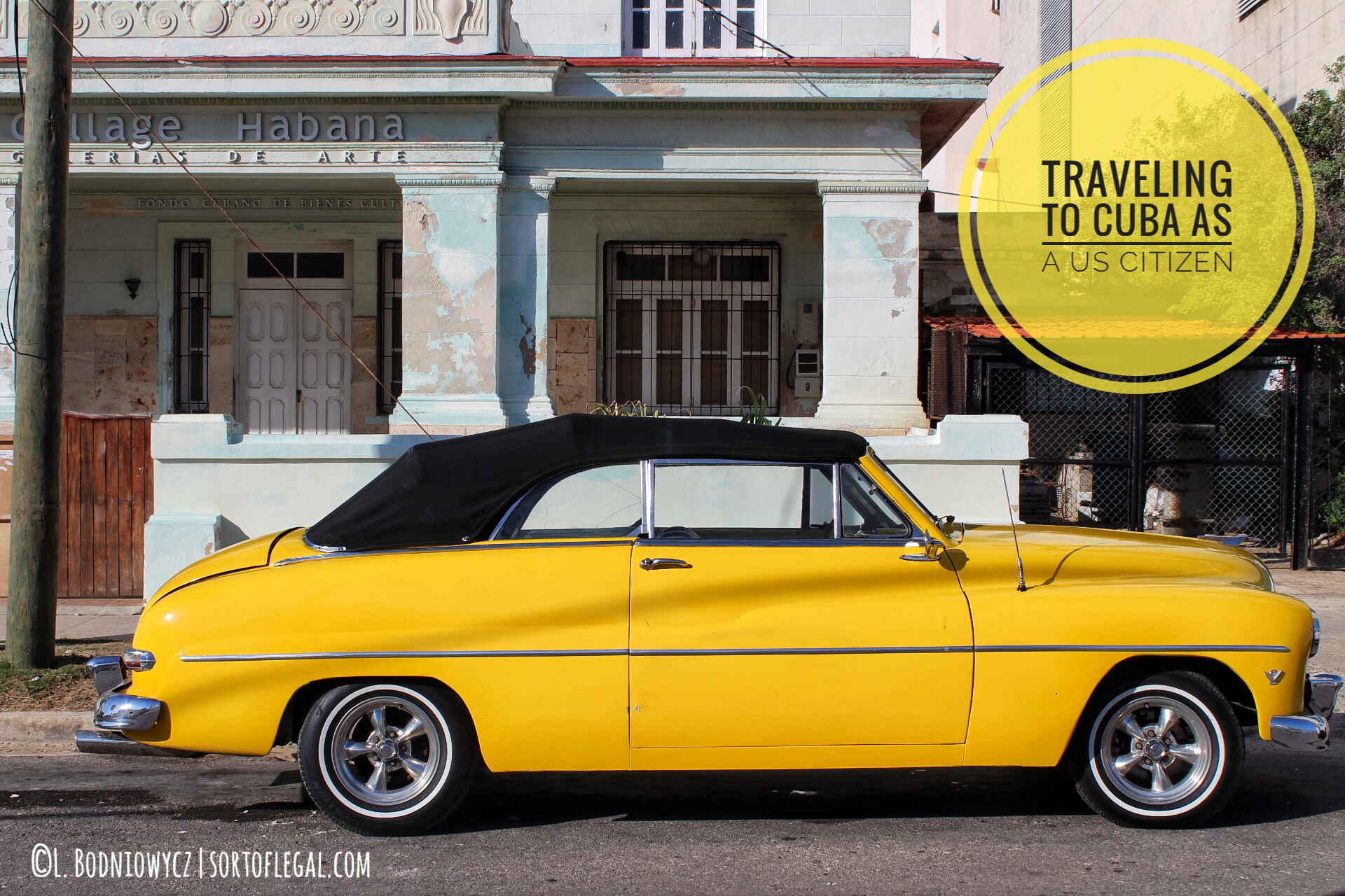 Bright yellow car in Havana, Cuba