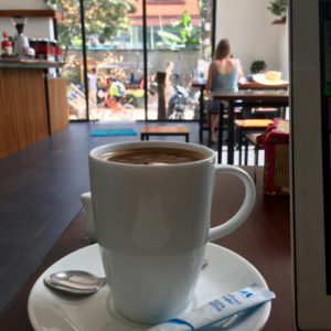 Small, uncrowded coffee shop ideal for short spurts in Siem Reap, Cambodia