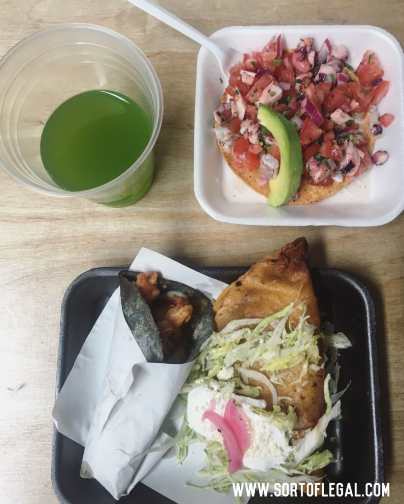 Tacos and Tostada at Telefonica Gastro Park, Tijuana