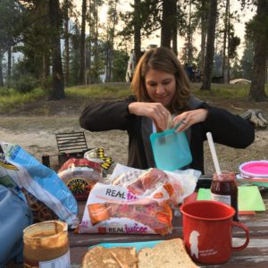 Packing lunch at Tunnel Mountain Campground 2, Banff, Canada