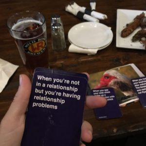 Playing "What Do You Meme" at Toque, Banff, Canada