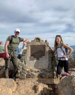 Cowles Mountain Summit, Peak 1 of Five Peaks Challenge, Mission Trails, San Diego, California Hiking. Larissa Bodniowycz and hiking buddy.