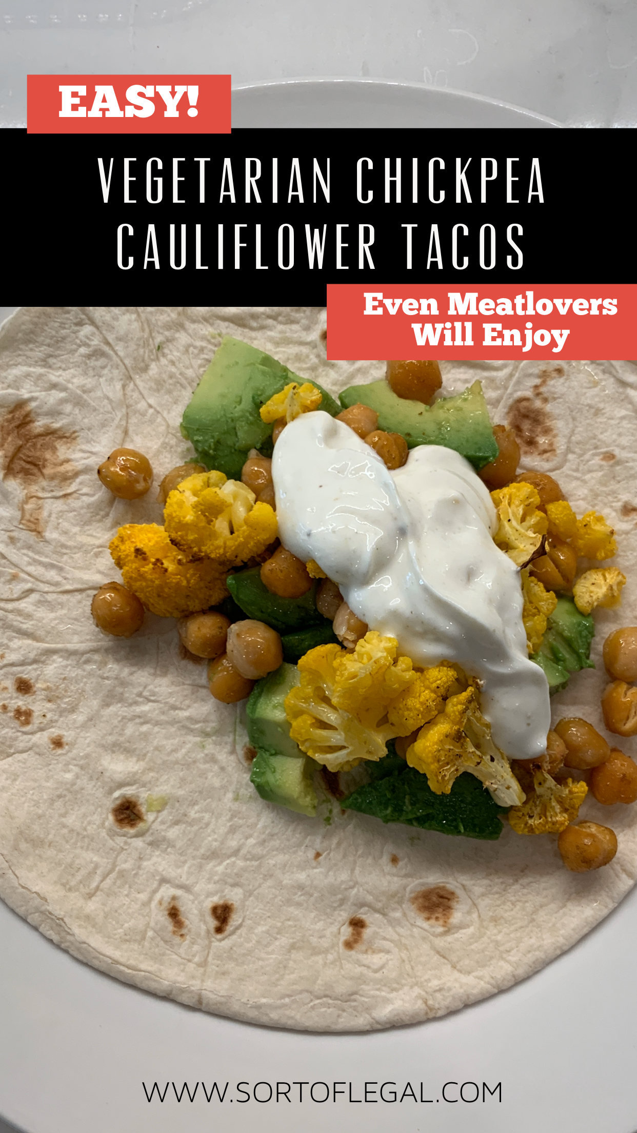 Easy Vegetarian Chickpea Cauliflower Tacos Even Meatlovers will Enjoy with Avocado