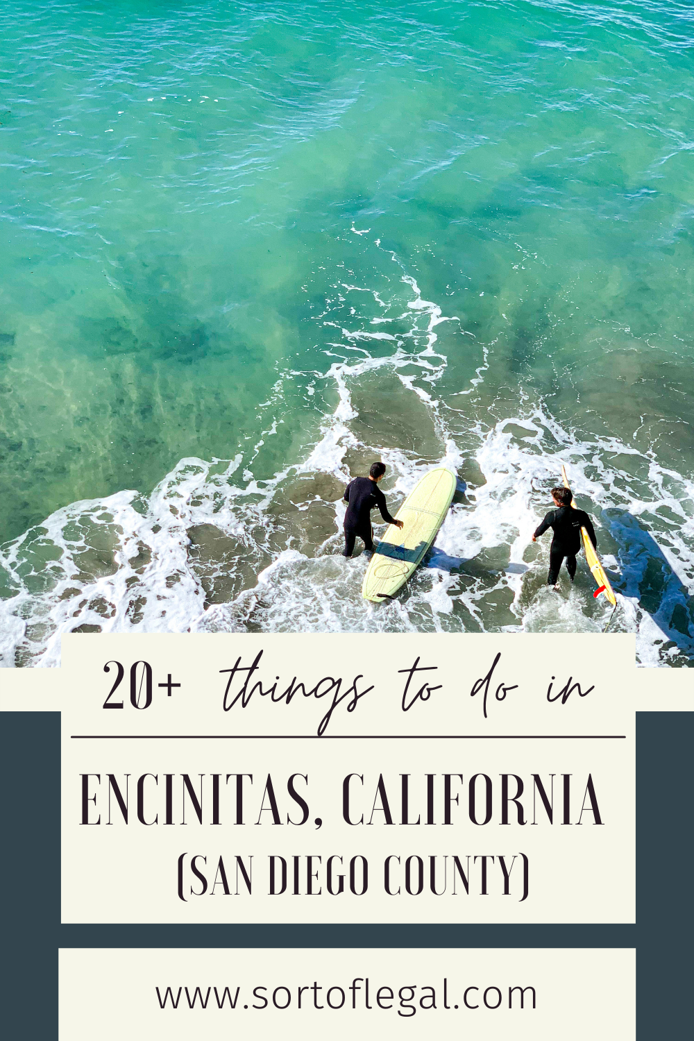 20+ Things to do Encinitas, CA Header with Surfers