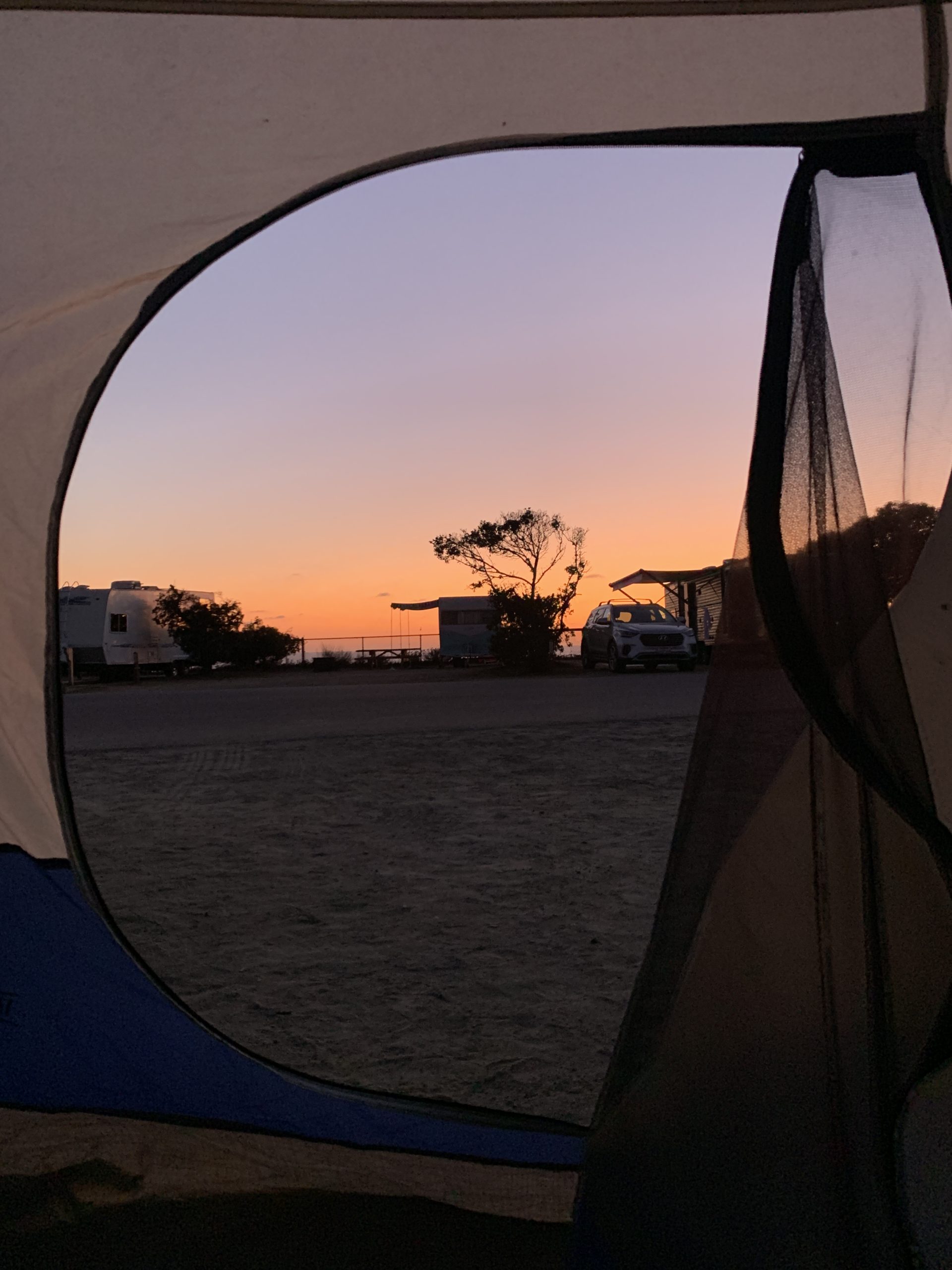 San Elijo State Beach Camping Sunset from tent